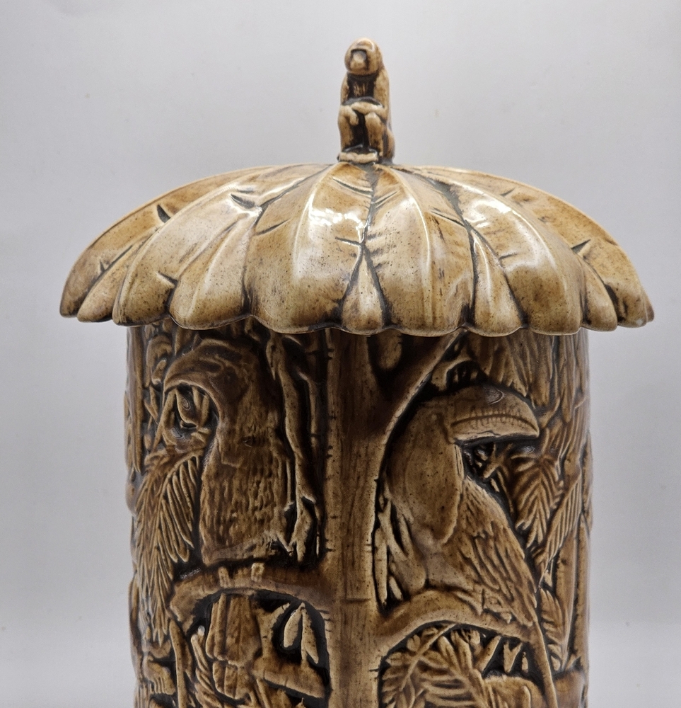 Tropical Jungle Palm Tropical Jar Canister Art Piece Signed Cason VII Earth Brow